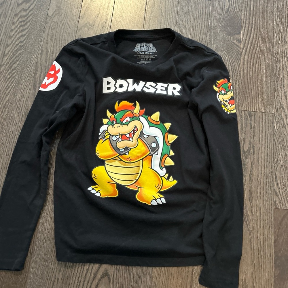 Nintendo Bowser Black Long Sleeve Tee